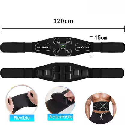 Abdominal Muscle Toner EMS Muscle Stimulator Electric Toning Belt Waist Trainer USB Recharge Body Weight Loss Fitness Massager