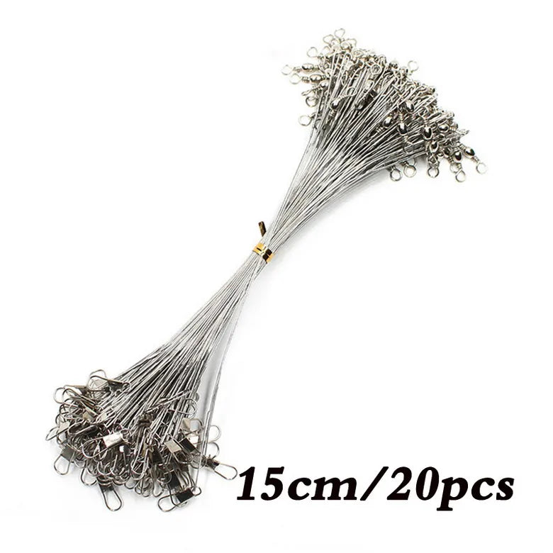 Anti Bite Steel Fishing Line Steel Wire Leader With Swivel Fishing Accessory Lead Core Leash Fishing Wire 15cm 20cm  30cm