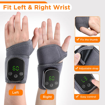 Cordless Wrist Hand Heated Massager Vibration Electric Hand Wrap Band Joint Wrist Support Brace Pain Relief Belt