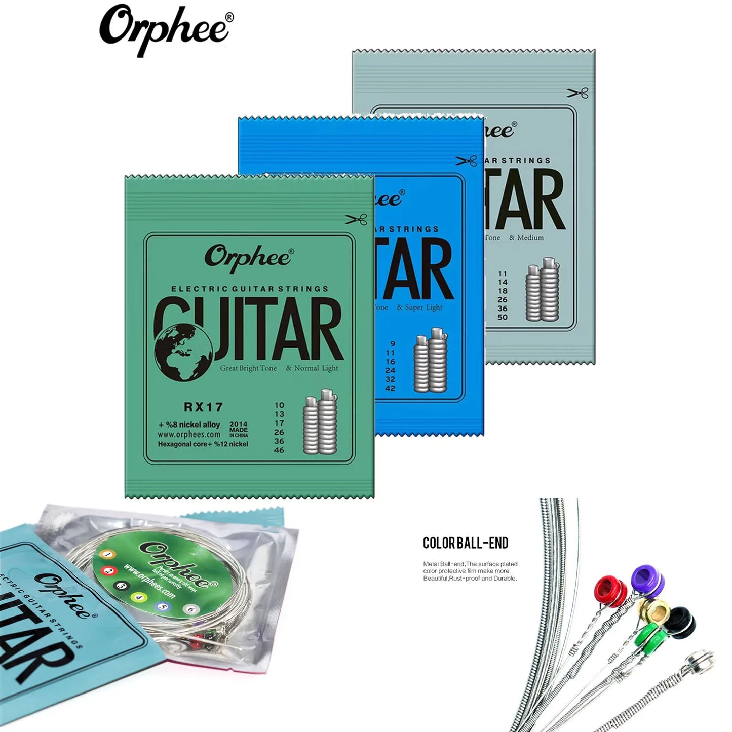 Orphee 1/5/10 Pcs Electric Guitar Strings Set RX Series Hexagonal Carbon Steel 6 String for Electric Guitar Accessories&Parts