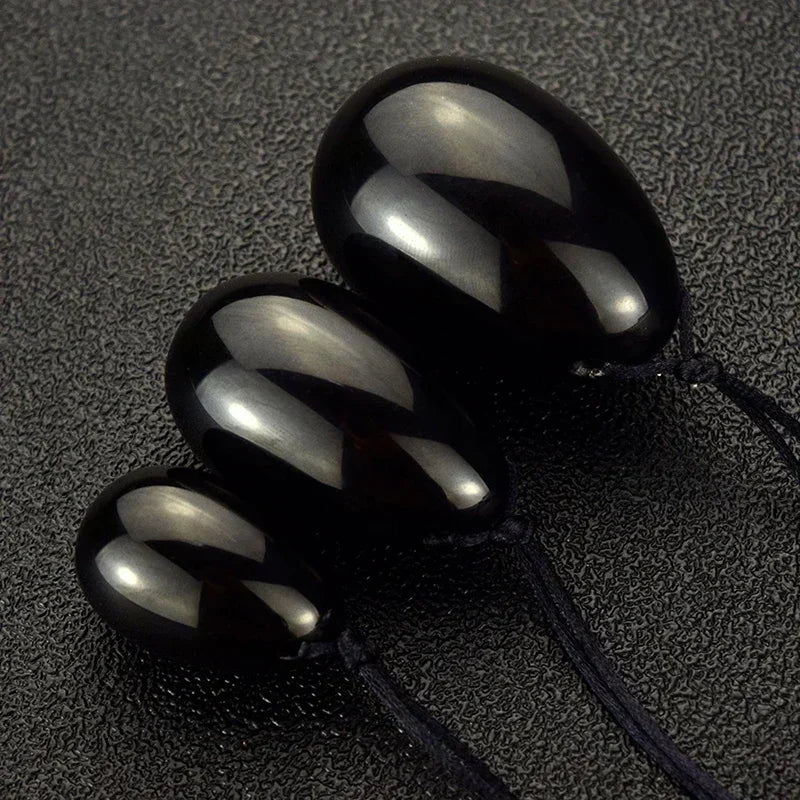 Natural Massage Crystal Stone Black Obsidian Yoni Egg for Kegel Exercise Vaginal Muscle Massage Ben Wa Balls Massage Ball