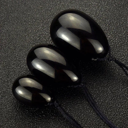Natural Massage Crystal Stone Black Obsidian Yoni Egg for Kegel Exercise Vaginal Muscle Massage Ben Wa Balls Massage Ball