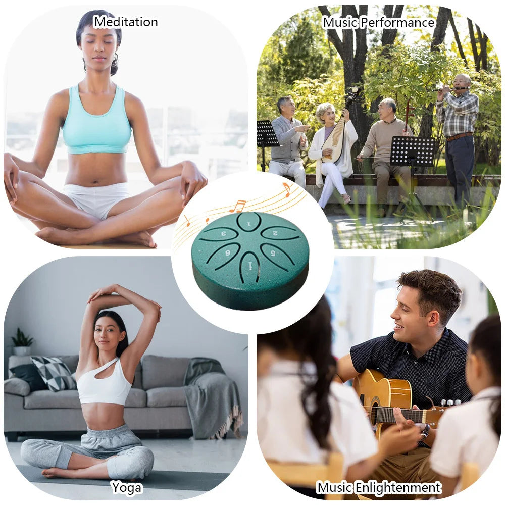 Steel Tongue Drum 3 Inch 6 Notes Percussion Instrument Balmy Drum with Drum Mallets for Meditation Yoga Majors Mini Handpan Drum