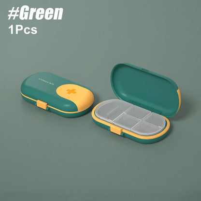 1PCS Portable Medicine Cutter 2-in-1 Pill Splitter & Case with Plastic Blade for Small or Large Pills, Travel Pill Crusher