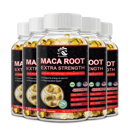 Greensure Organic Maca Root Powder Capsules 4000 mg with Maca Root Extract Supplement for Men and Women