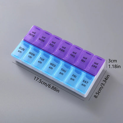 Weekly 14 Grids 7 Days Pill Box Portable Travel  Cases Organizer Pill Container Storage Tablets Vitamin Medicine