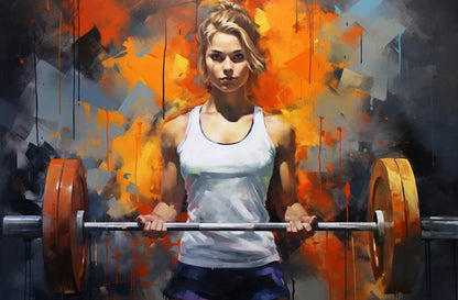Graffiti Barbell Girl with Dumbbells Canvas Painting Print Sport  Bodybuilding Motivational Poster Wall Art Fitness Gym Decor