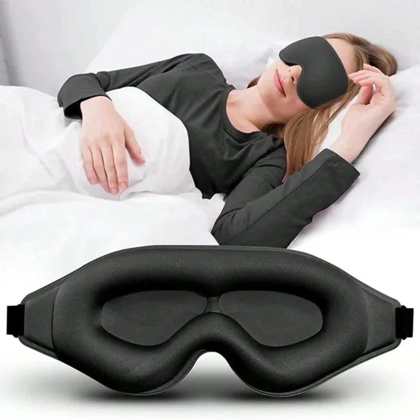 3D Cooling Sleep Eye Mask For Men Women Pressure Free Full Light Block Out Eye Shade With Adjustable Strap Portable Travel Sleeping Accessory