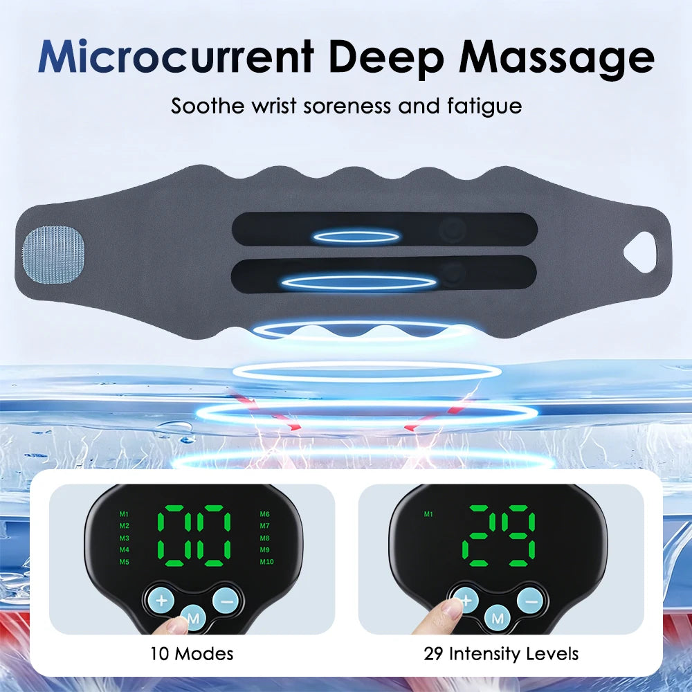 Cordless Wristband for Carpal Tunnel Muscle Fatigue Relief Belt 10 Modes 29 Levels EMS Microcurrent Wrist Guard Hand Massager