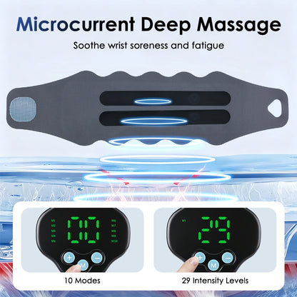 Cordless Wristband for Carpal Tunnel Muscle Fatigue Relief Belt 10 Modes 29 Levels EMS Microcurrent Wrist Guard Hand Massager