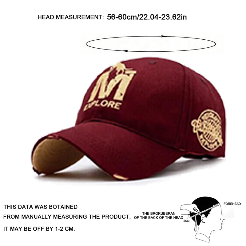 Unisex EXPLORE M Wolf Embroidery Baseball Caps Spring Autumn Outdoor Adjustable Casual Hats Sunscreen Hat Sports Cap