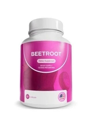Organic Beetroot Capsules 1300mg Natural Beet Root Powder Supplement Plant-Based Formula Dietary Supplement