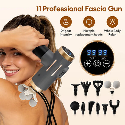 Electric Fascia Gun 99 Levels Deep Tissue Muscle Massage Gun High-Frequency Vibration for Shoulder Waist Leg Body masajeador