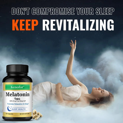 Melatonin Capsules 1 Mg - Promotes Relaxation and Sleep Health, Relieves Stress, Improves Insomnia, and Promotes Deep Sleep
