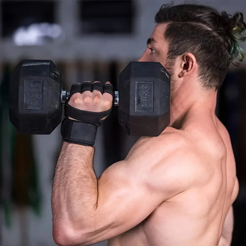 1Pair of Training Sport Gloves for Men Women Workout Fitness Body Building Weightlifting Gym Hand Wrist Palm Protector Dumbbells