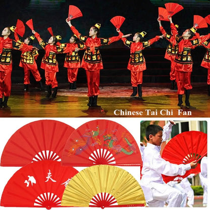 28/34cm Chinese Tai Chi Chinoiserie Gift Kung Fu Fan Folding Stage Fan Plastic Bone Fan Yoga Fan