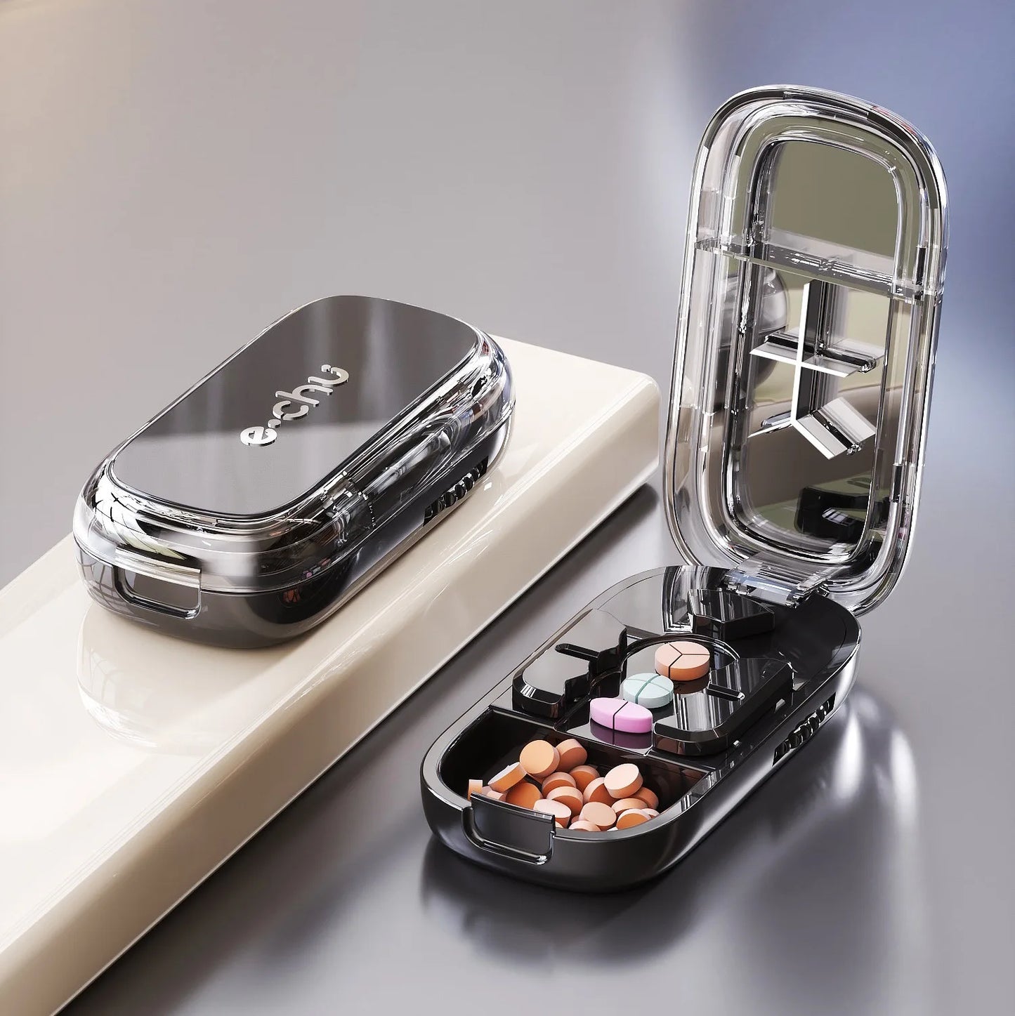 New Quartering Pill Cutter Storage Box Portable Drug Tablet Medicine Dustproof Divider Organizer Crusher 1/2 1/4Pill Cutter