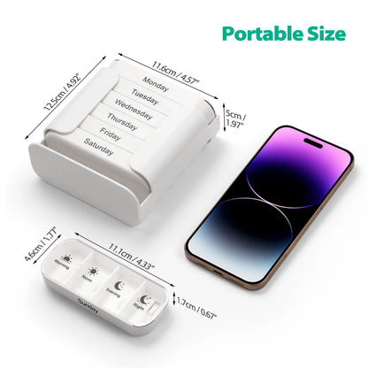 7-Day Medication Organizer, Weekly Pill Organizer, Portable Medicine Box Square, Convenient 28-Grid Drawer Medicine Case