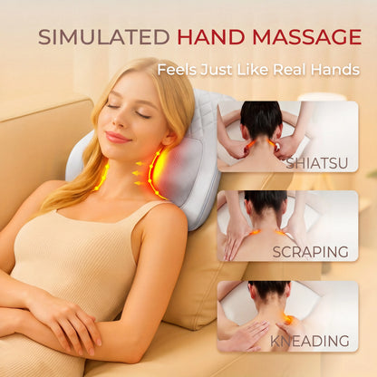 Back Massager Neck Massager with Heat 3D Kneading Massage Pillow for Relax Neck Back Shoulder Legs Gifts for Men Women Mom Dad