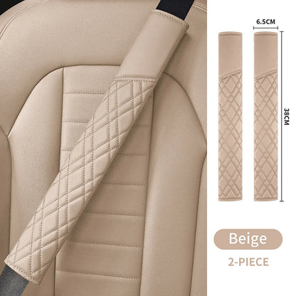 Car Seat Belt Pads Universal Nappa Leather Car Seat Shoulder Strap Pad Cushion Cover Car Belt Protector Safety Belt Cover