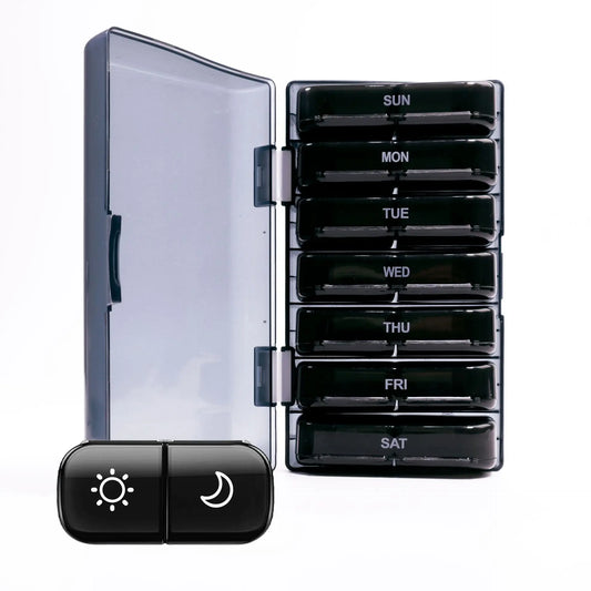 Fashion 7 Day Pill Box Organizer Case Portable 2 Times A Day Vitamin Tablet 14 Grids Large Storage Travel for Medicine Fish Oils