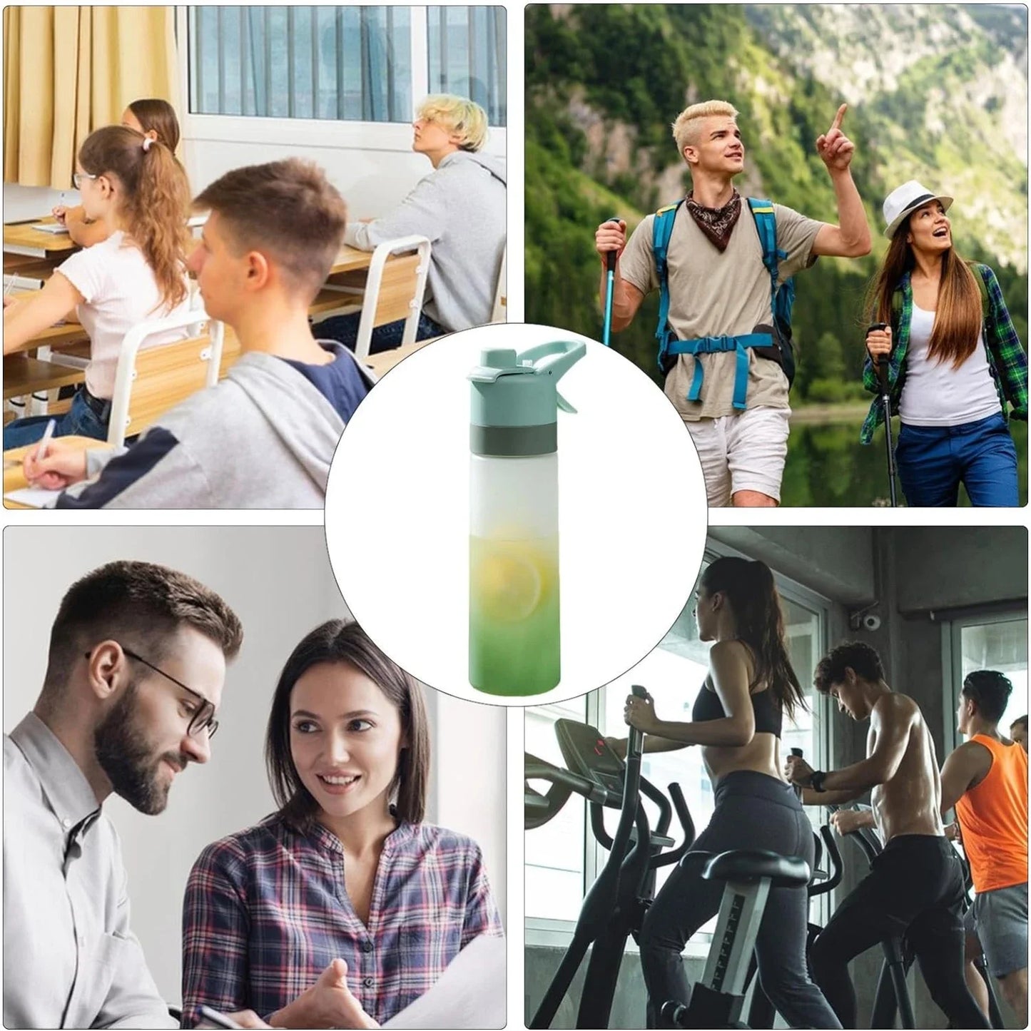 1-4PCS Gradient Spray Portable Sports Water Bottle Mist Spray Bottle for Outdoor Activities Gym Fitness Reusable Leak Proof