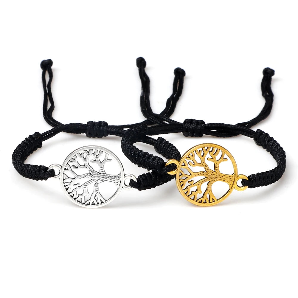 Lucky Red String Braid Bracelets Classic Retro Alloy The Tree of Life Handmade Men Women Kid Wristband Yoga Jewelry Gift Bangles
