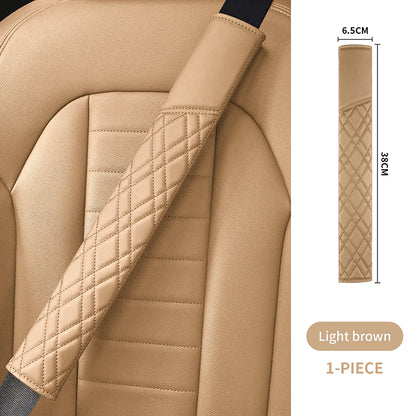 Car Seat Belt Pads Universal Nappa Leather Car Seat Shoulder Strap Pad Cushion Cover Car Belt Protector Safety Belt Cover