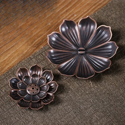 Alloy Incense Burner Stick Holder Buddhism Lotus Line Incense plate Sandalwood Coil Base Temples Yoga Studios Home Decoration