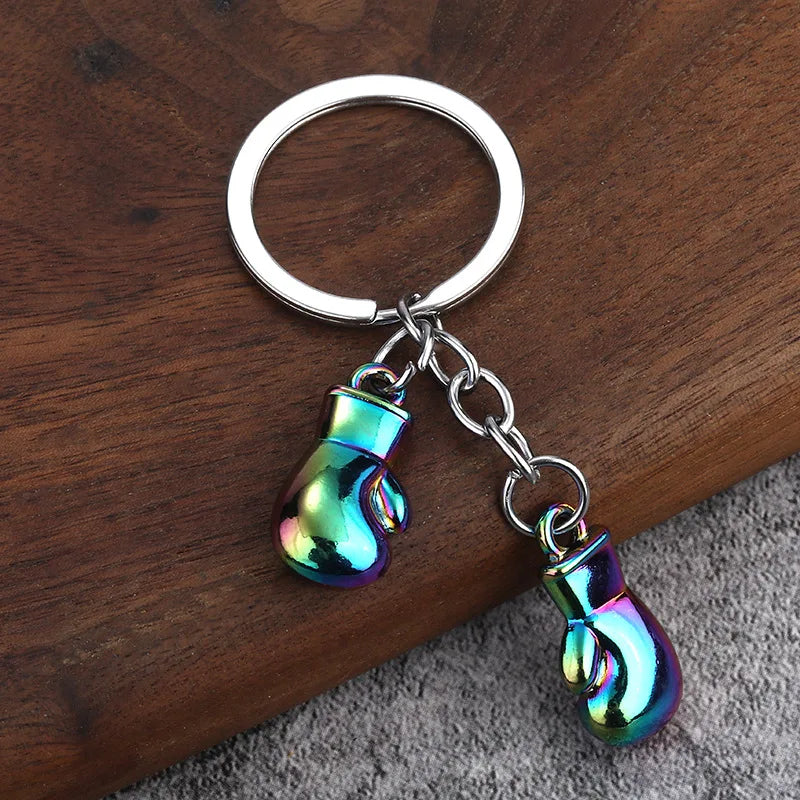 Boxing gloves keychain, Bojue gym membership event, gift giveaway, simulated fitness equipment keychain