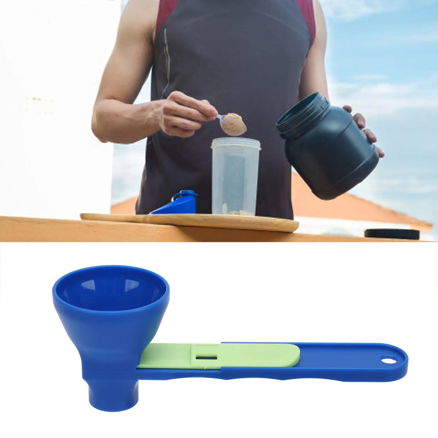 Protein Powder Funnel Scoop ABS Spill Proof Sliding Spoon Coffee Scoop Funnel for Sports Drink Protein Powder Funnel Scoop