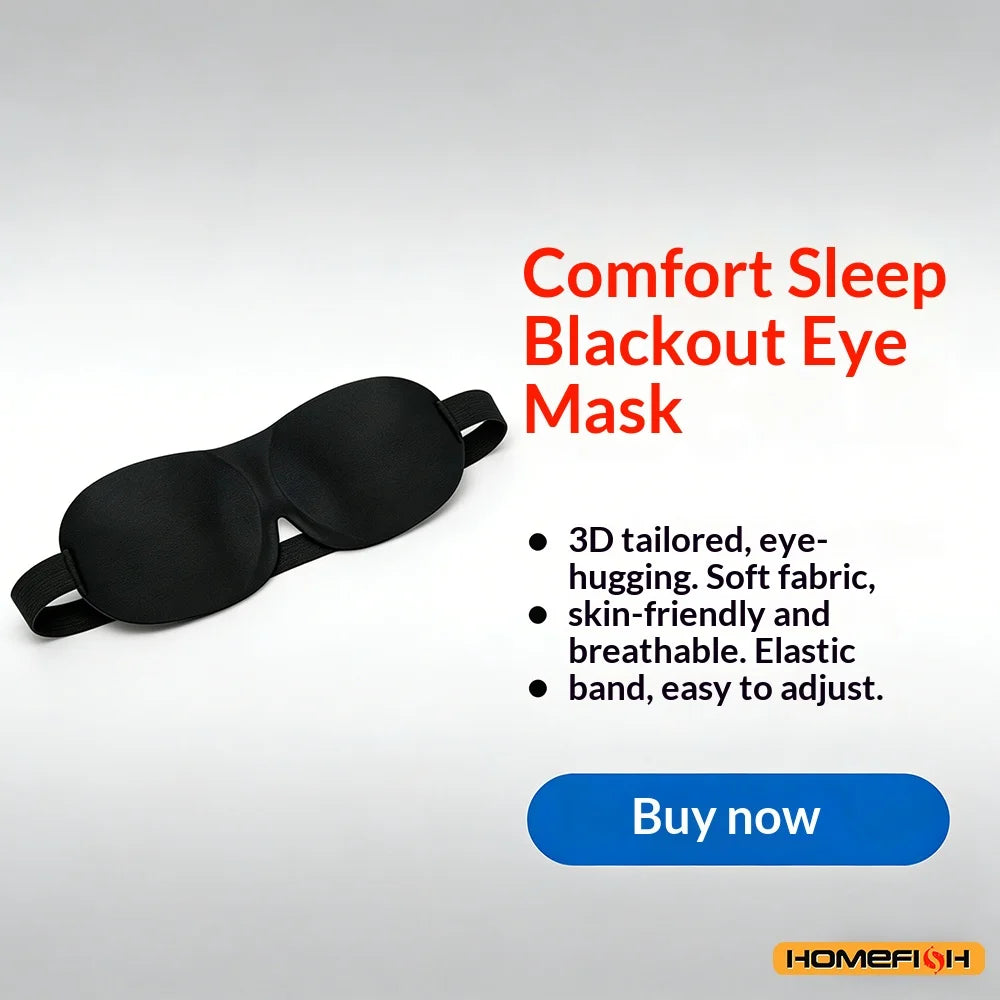 Breathable 3D Adjustable Sleep Mask – Blocks Light, Allows Air Circulation for Eyes, Unisex Comfort Fit