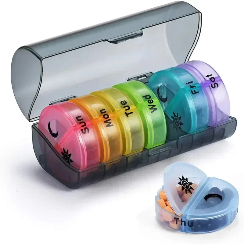 Fashion 7 Day Pill Box Organizer Case Portable 2 Times A Day Vitamin Tablet 14 Grids Large Storage Travel for Medicine Fish Oils
