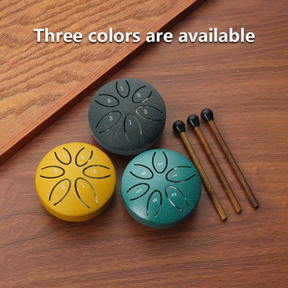 Steel Tongue Drum 3 Inch 6 Notes Percussion Instrument Balmy Drum with Drum Mallets for Meditation Yoga Majors Mini Handpan Drum