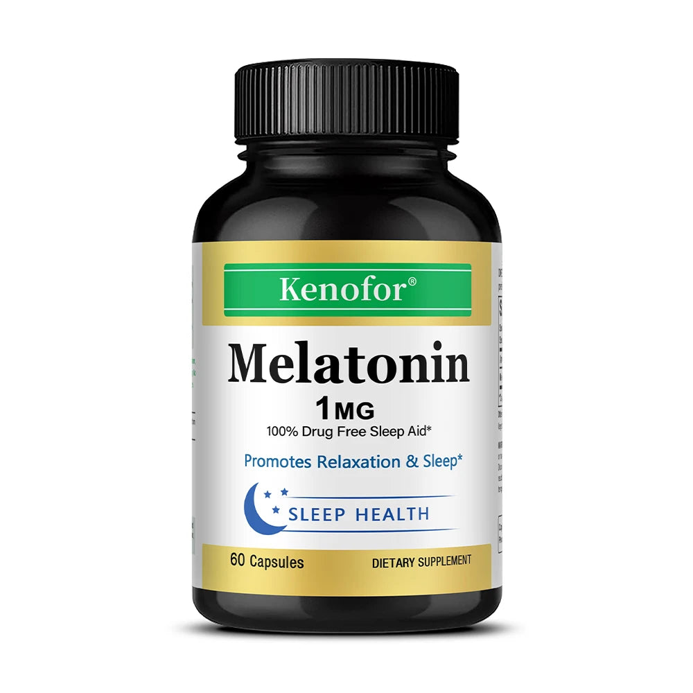 Melatonin Capsules 1 Mg - Promotes Relaxation and Sleep Health, Relieves Stress, Improves Insomnia, and Promotes Deep Sleep