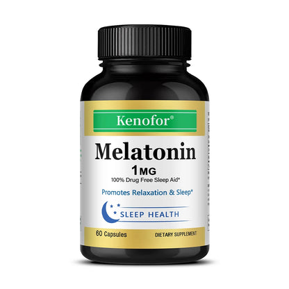 Melatonin Capsules 1 Mg - Promotes Relaxation and Sleep Health, Relieves Stress, Improves Insomnia, and Promotes Deep Sleep