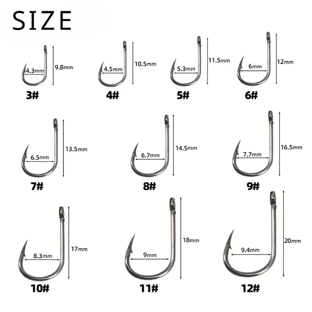 100/500 PCS Fishing Hooks Set #3~#12 Carbon Steel Single Circle Fishhook Fly Fishing Jip Barbed Carp Hooks Sea Tackle Accessorie