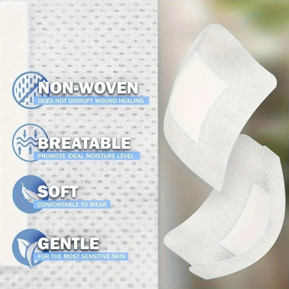 50PCS Non-Woven Medical Adhesive Bandages, Easy Tear Wound Dressing, Individually Wrapped Protection Equipment for First Aid Kit