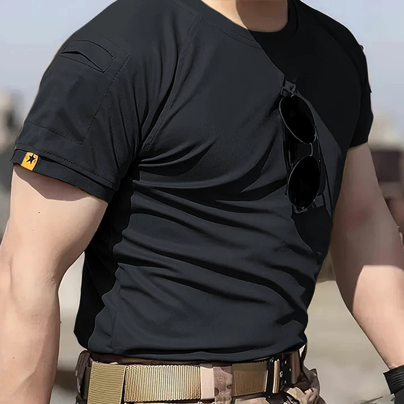 Outdoor Quick Drying T-shirt Men Special Forces Breathable Elastic Quick Drying T-shirt Tactical Round Neck Short Sleeve Top