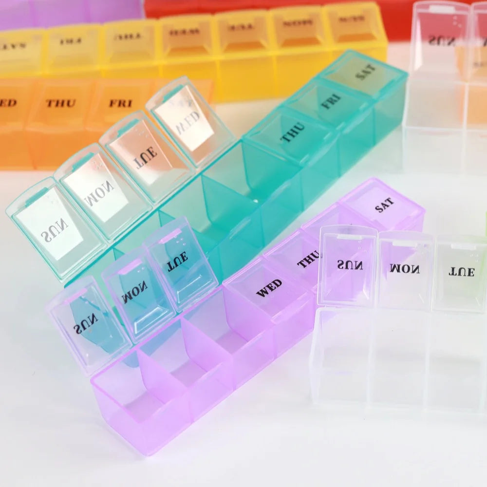 New Hot Weekly Premuim Portable 7 Grids 1 Times A Day Pill Storage Cases Box Organizer Container for Vitamins Medicine Fish Oils