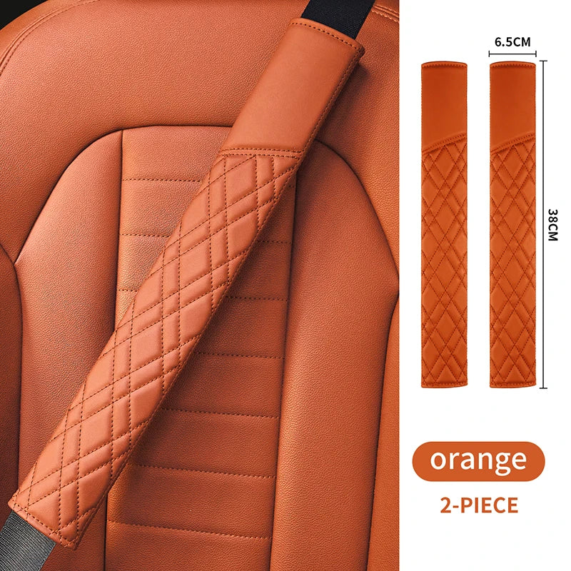 Car Seat Belt Pads Universal Nappa Leather Car Seat Shoulder Strap Pad Cushion Cover Car Belt Protector Safety Belt Cover