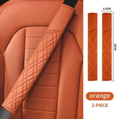 Car Seat Belt Pads Universal Nappa Leather Car Seat Shoulder Strap Pad Cushion Cover Car Belt Protector Safety Belt Cover