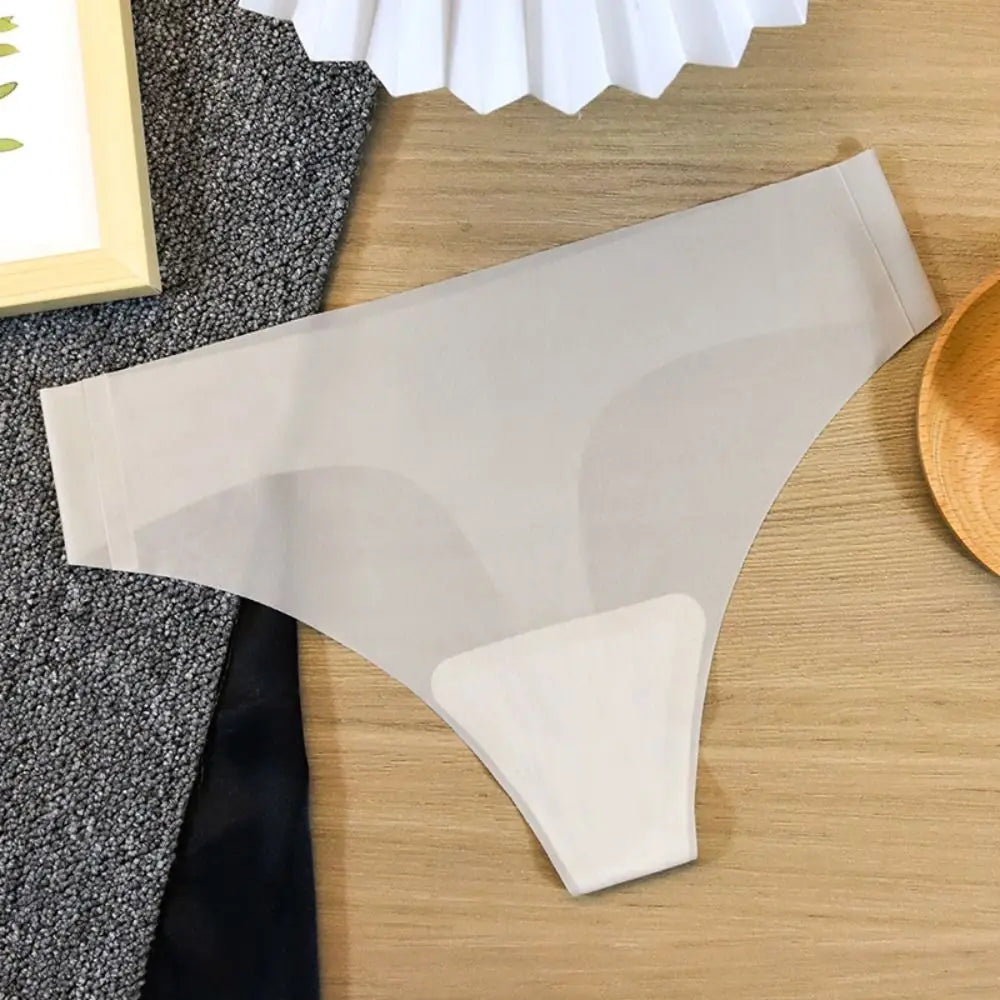 Transparent Women's Summer Ice Silk Panties Traceless Yoga Fitness Ice Silk Seamless Briefs Thong Breathable Low Waist Lady