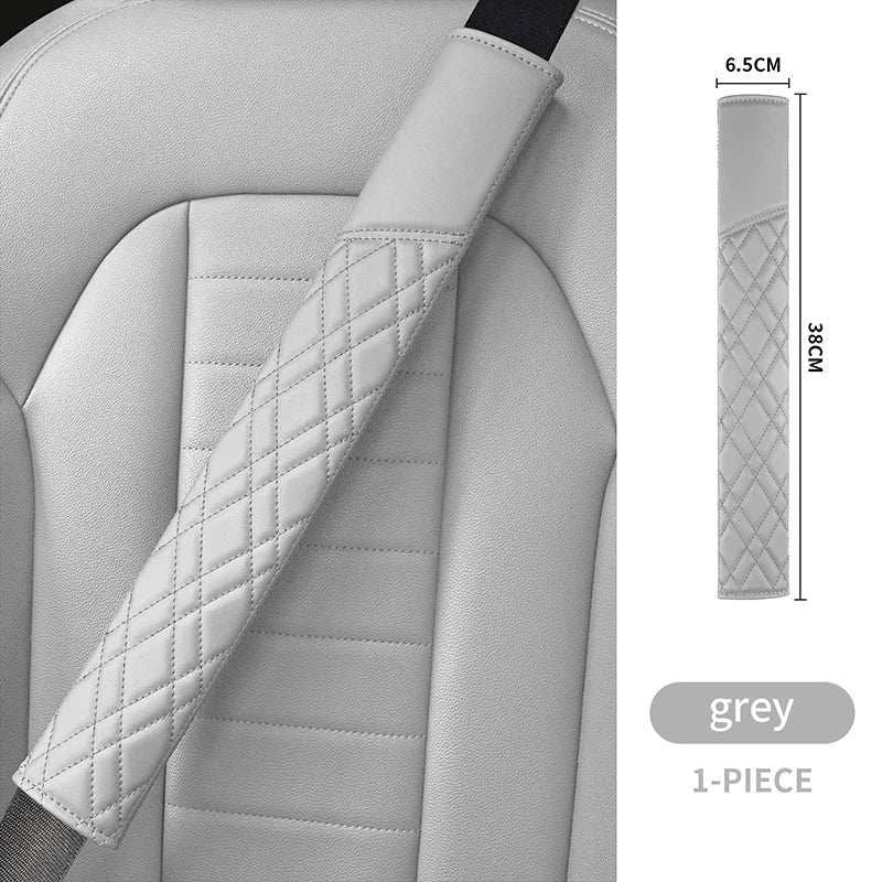 Car Seat Belt Pads Universal Nappa Leather Car Seat Shoulder Strap Pad Cushion Cover Car Belt Protector Safety Belt Cover