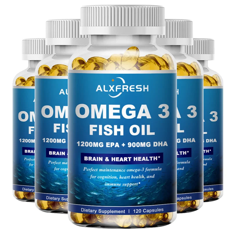 Alxfresh Omega 3 Fish Oil –3600mg High EPA 1300mg DHA 900mg–for Brain , Joint, Bone, Immune System Health Support Supplement