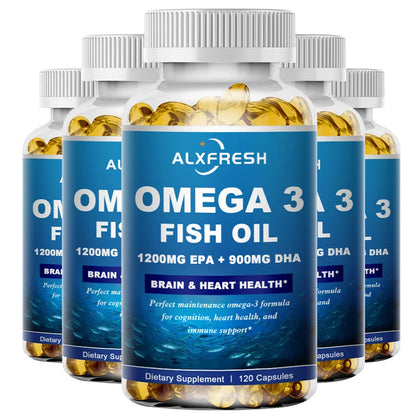 Alxfresh Omega 3 Fish Oil –3600mg High EPA 1300mg DHA 900mg–for Brain , Joint, Bone, Immune System Health Support Supplement