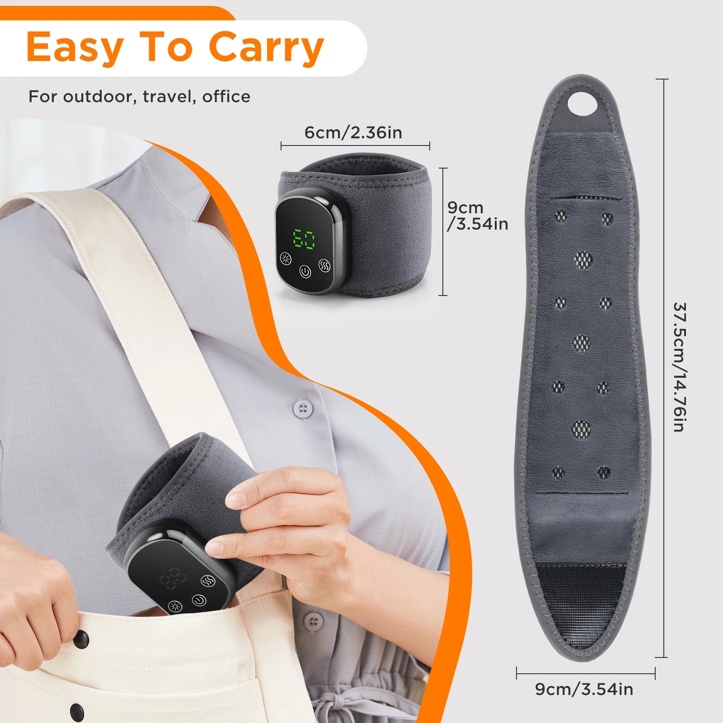 Cordless Wrist Hand Heated Massager Vibration Electric Hand Wrap Band Joint Wrist Support Brace Pain Relief Belt