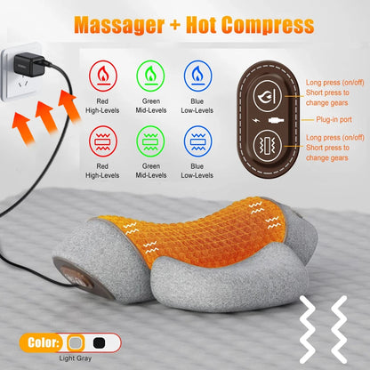 Electric Massager Cervical Pillow Hot Compress Vibration Massage Neck Traction Relax Sleeping Memory Foam Pillow Spine Support
