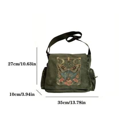 New Gothic Women's Shoulder Bags Multiple Pockets Canvas Crossbody Bag Shoulder Strap Adjustment Message Bag Daily Commuting