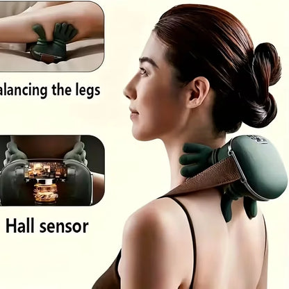 4D Bionic Finger Neck and Shoulder Massager, Trapezius Muscle Kneading Device, Brushless Motor Neck and Shoulder Leg Massager
